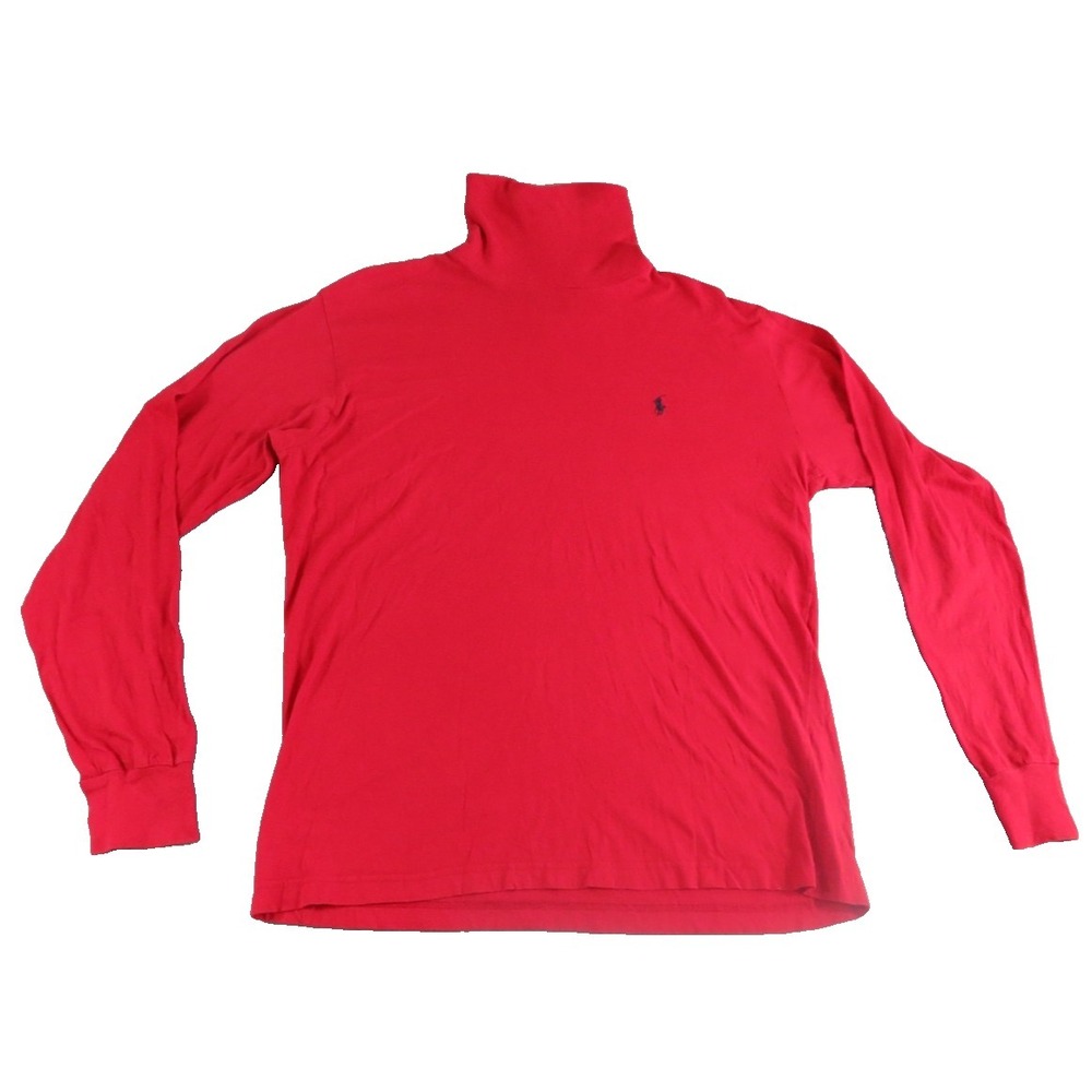 Vtg Polo Sport Ralph Lauren Turtleneck Shirt Mens Large L Red Long Sleeve Cotton